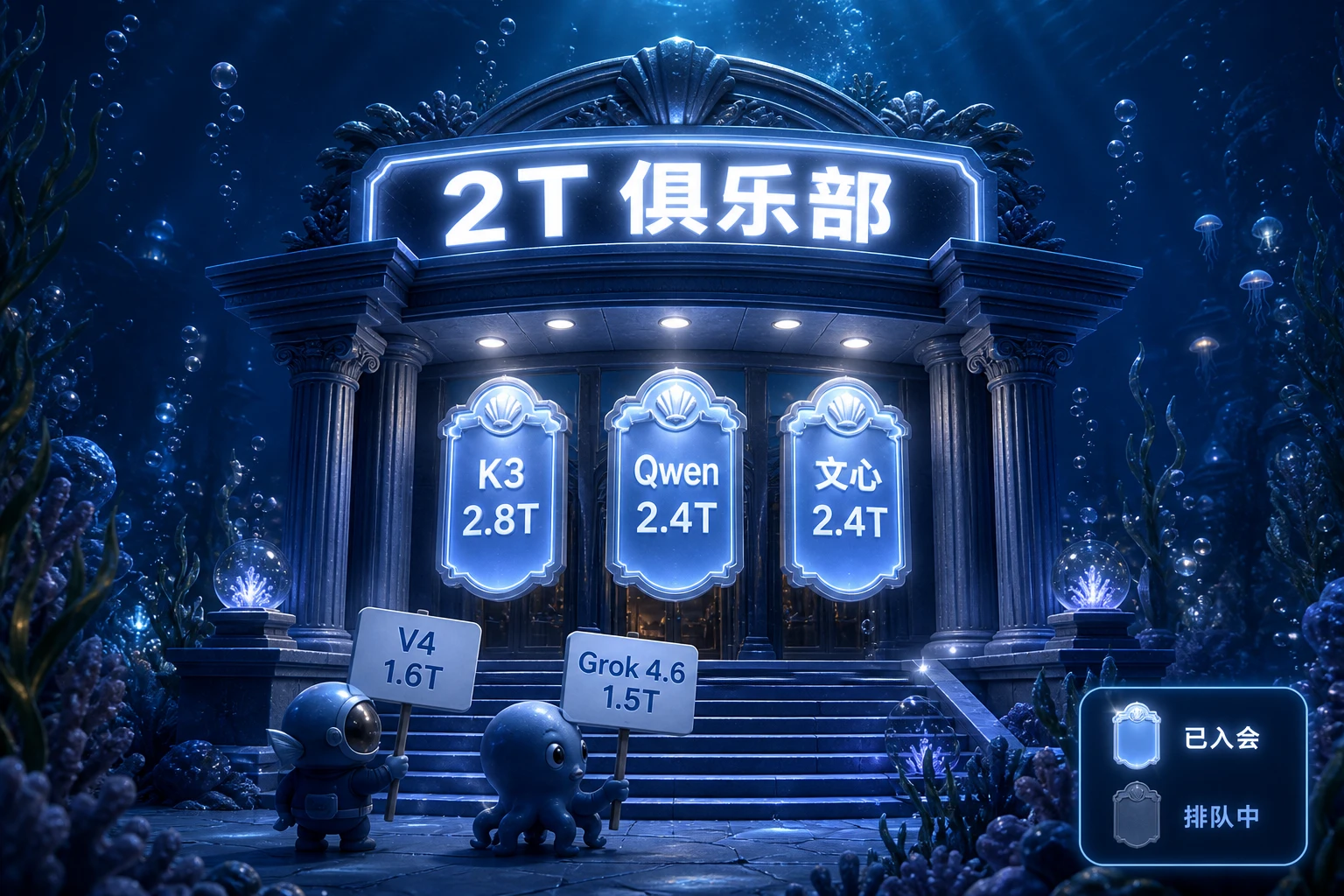 2T 俱乐部拱门：门内三亮牌、门外两排队牌